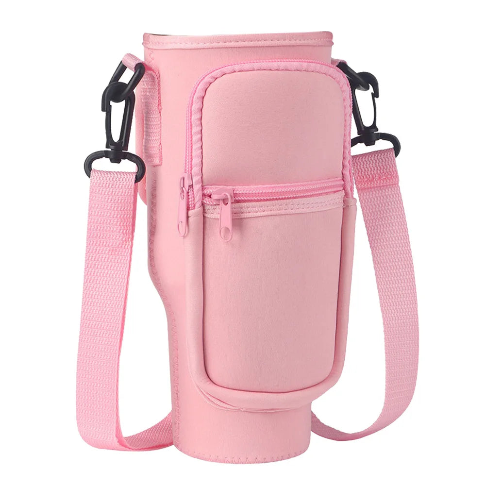 40oz Neoprene Water Bottle Carrier Bag For Stanley Quencher Cup Sleeve with Adjustable Shoulder Strap Water Bottle Holder Pouch