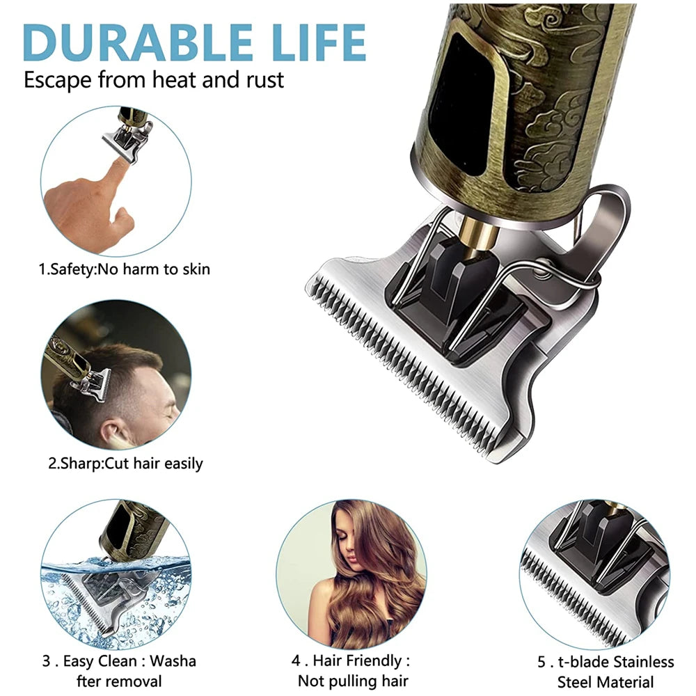 LCD Display T9 Electric Hairber 0mm Shaver Hair Trimer Home Appliances Travel Barber Razors Shaving Machine for Men Trimmer Man [HAI]