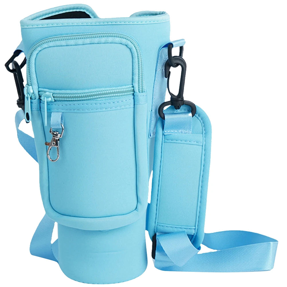 40oz Neoprene Water Bottle Carrier Bag For Stanley Quencher Cup Sleeve with Adjustable Shoulder Strap Water Bottle Holder Pouch