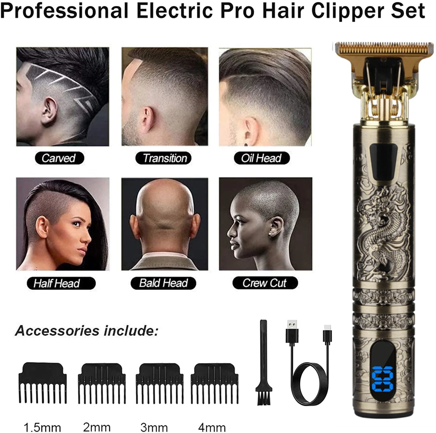 LCD Display T9 Electric Hairber 0mm Shaver Hair Trimer Home Appliances Travel Barber Razors Shaving Machine for Men Trimmer Man [HAI]