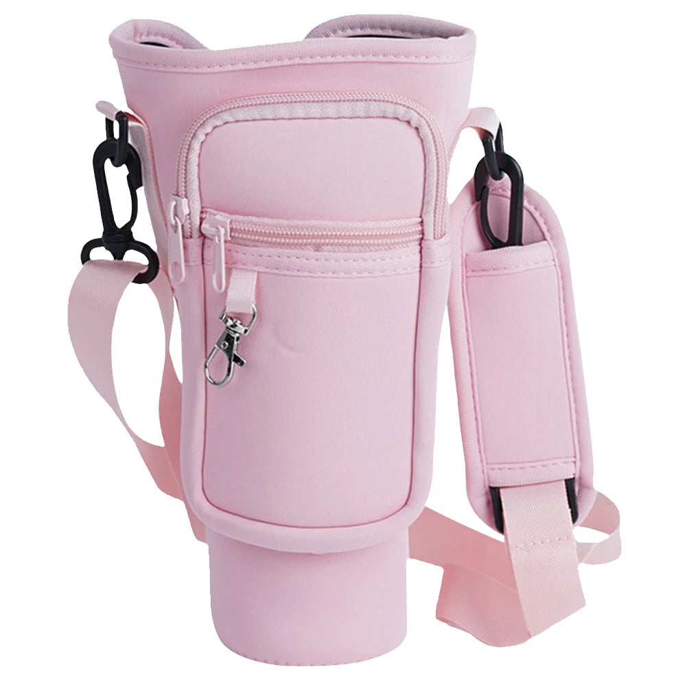 40oz Neoprene Water Bottle Carrier Bag For Stanley Quencher Cup Sleeve with Adjustable Shoulder Strap Water Bottle Holder Pouch